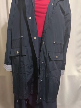 Jasambac Women’s Raincoat XL Navy Blue Hooded Windbreaker Waterproof